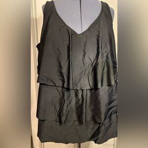 Avenue size 30 plus size swim top tiered ruffle adjustable strap black modest